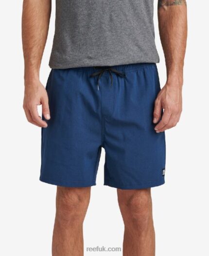 Insignia Blue 2286N669 Fields Elastic Waist Walk Shorts 17" Reef Men