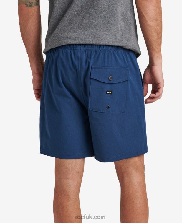 Insignia Blue 2286N669 Fields Elastic Waist Walk Shorts 17\" Reef Men