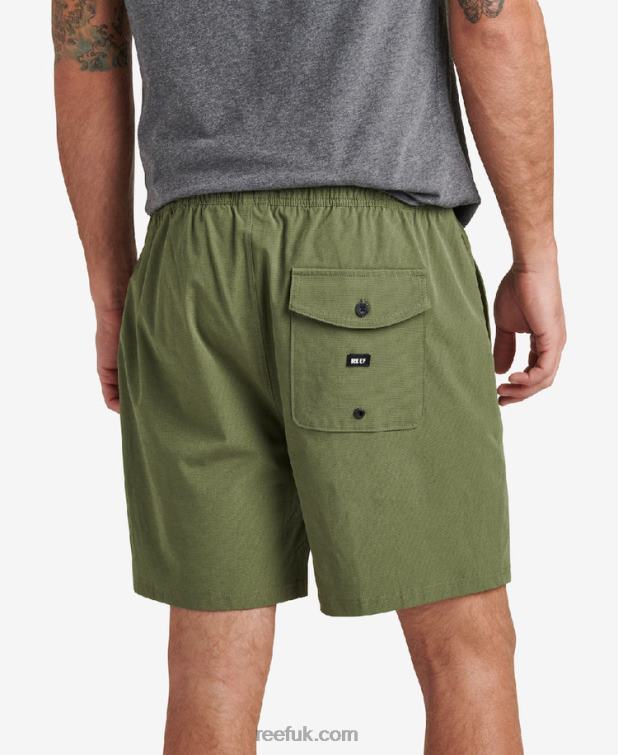 Olivine 2286N714 Fields Elastic Waist Walk Shorts 17\" Reef Men