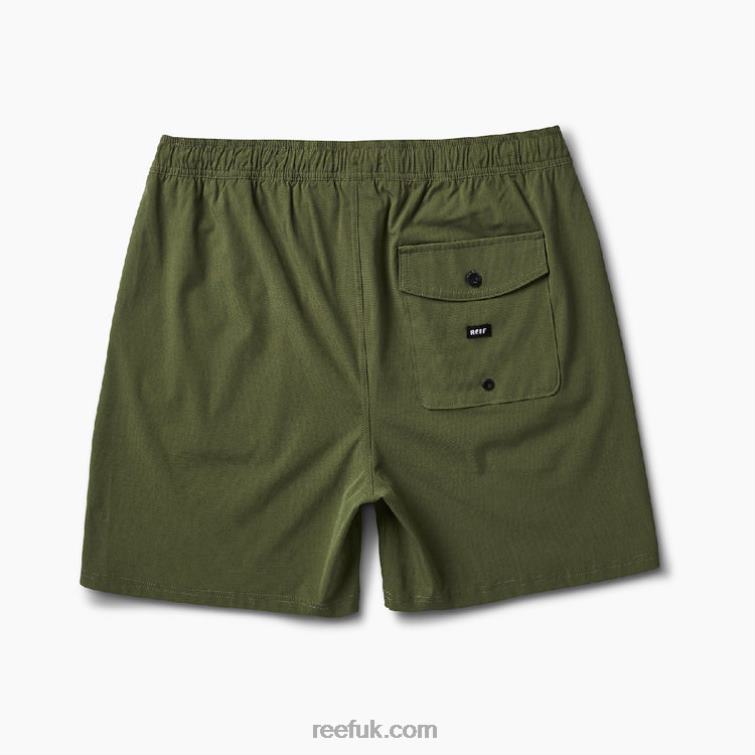 Olivine 2286N714 Fields Elastic Waist Walk Shorts 17\" Reef Men