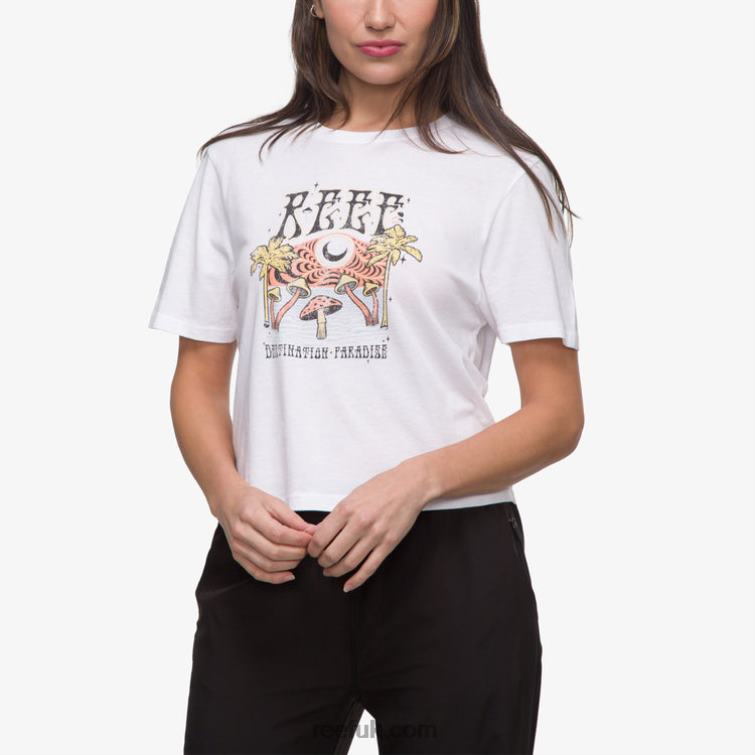 Bright White 2286N268 Poster Child Short Sleeve Crop Tee Reef Women