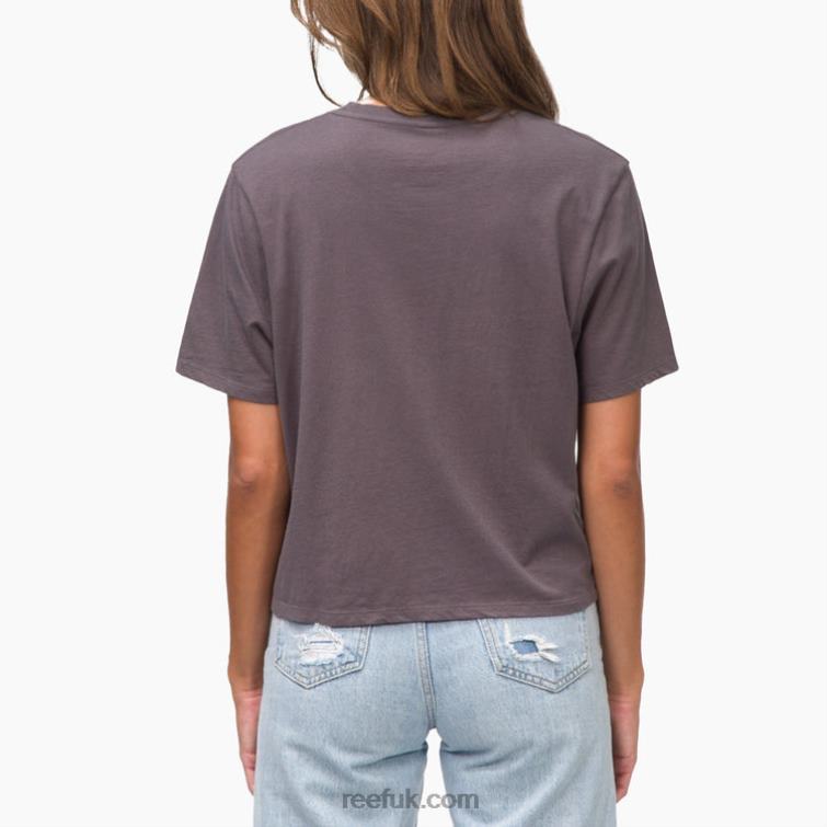 Grey 2286N279 Plumerian Short Sleeve Crop Tee Reef Women