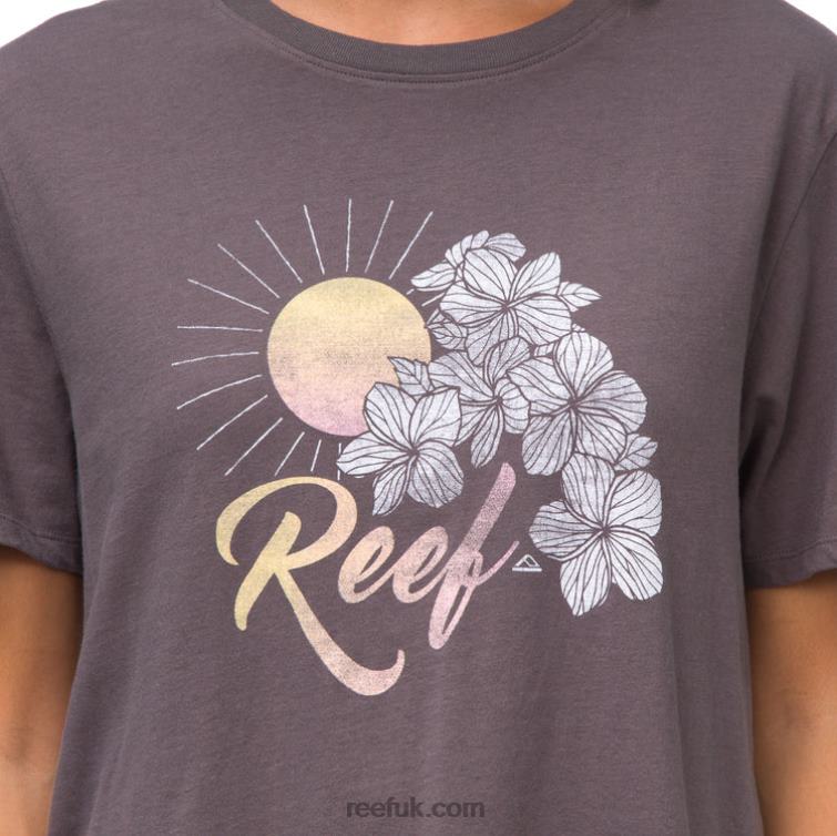 Grey 2286N279 Plumerian Short Sleeve Crop Tee Reef Women