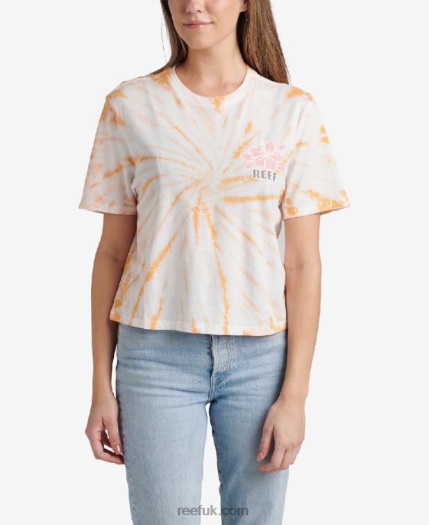 Peach Tie Dye 2286N273 Say Please Short Sleeve Crop Tee Reef Women