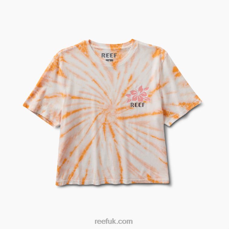 Peach Tie Dye 2286N273 Say Please Short Sleeve Crop Tee Reef Women